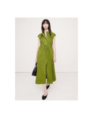 Banana Republic Olive Green Sleeveless Midi Shirtdress with Tie Waist